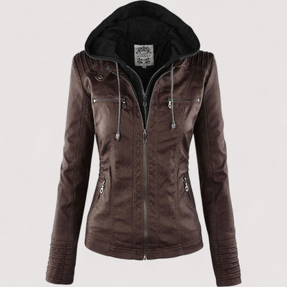 Vera | Laurina - Taillierte Bikerjacke mit Kapuze