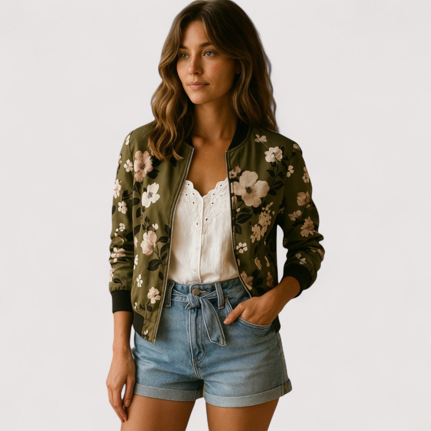 Vera | Lidia - Stylische Bomberjacke mit Blumenmuster