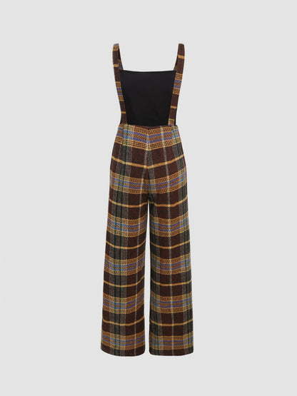 Overall mit Tweed-Karomuster und weitem Schnitt für elegante Frauen