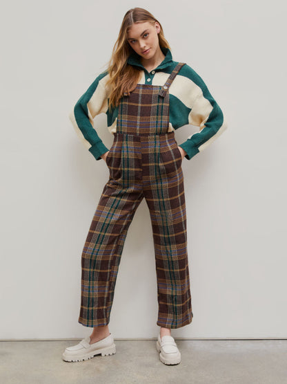 Overall mit Tweed-Karomuster und weitem Schnitt für elegante Frauen