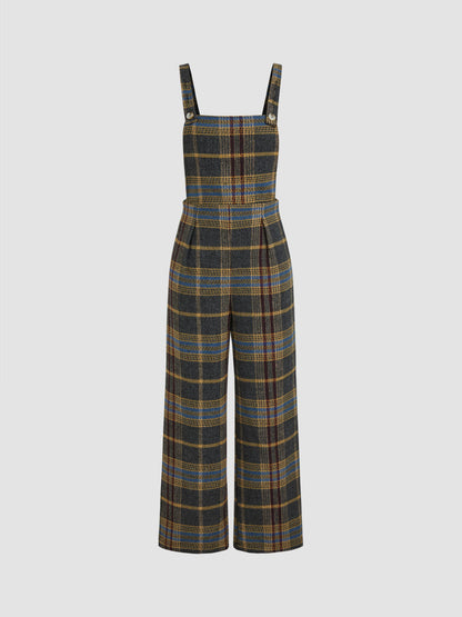 Overall mit Tweed-Karomuster und weitem Schnitt für elegante Frauen