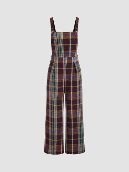 Overall mit Tweed-Karomuster und weitem Schnitt für elegante Frauen