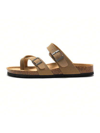 Damen-Zehentrenner aus weichem Kork, modische flache Hausschuhe für Paare, Strand und Sommer
