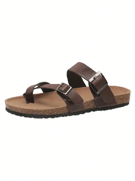 Damen-Zehentrenner aus weichem Kork, modische flache Hausschuhe für Paare, Strand und Sommer