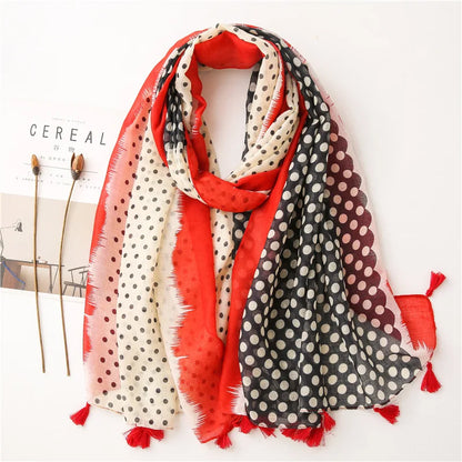 Frauen Schal mit Polka-Dots & Blumenmuster für kalte Tage