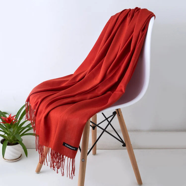 Schal für Frauen im Winter mit langen Fransen, aus Kaschmir, vielseitig als Pashmina und Hijab
