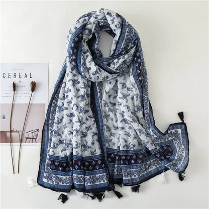 Frauen Schal mit Polka-Dots & Blumenmuster für kalte Tage