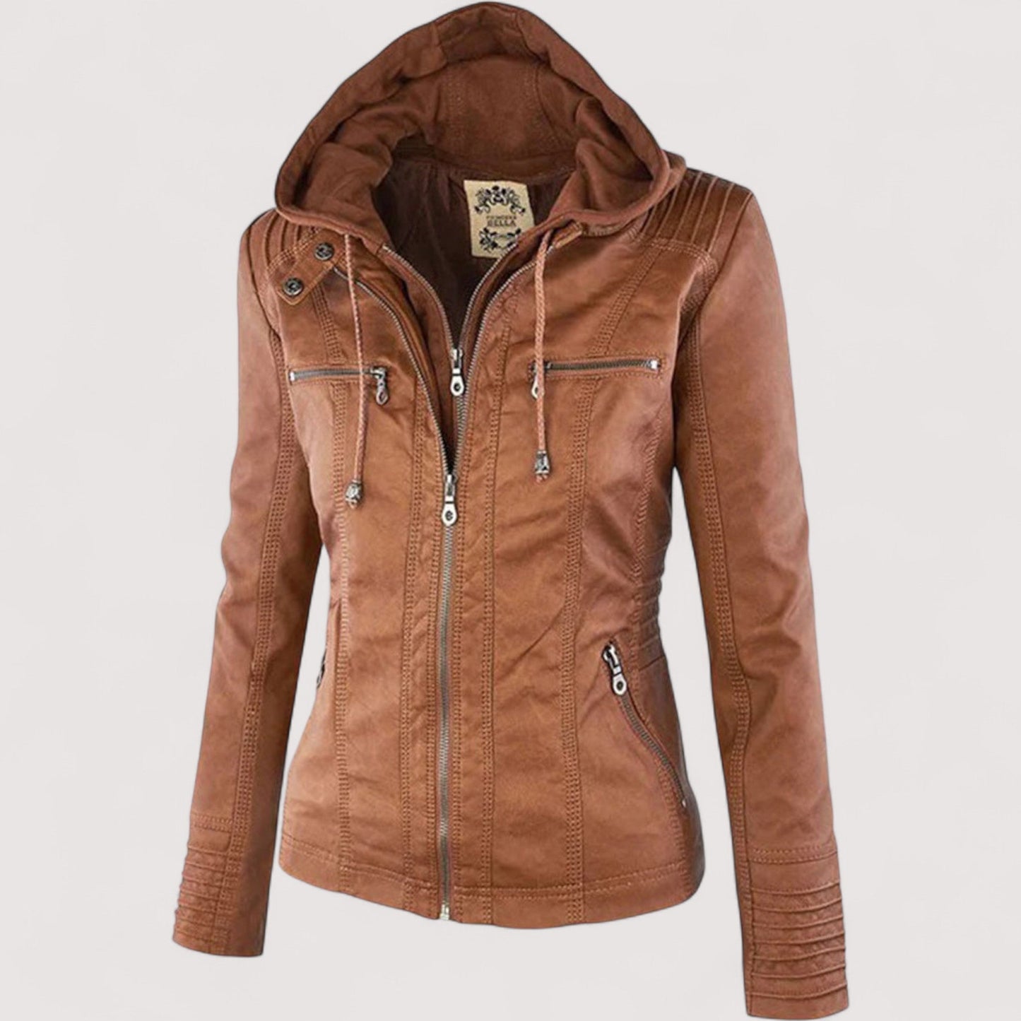 Vera | Laurina - Taillierte Bikerjacke mit Kapuze