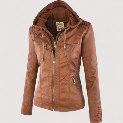 Vera | Laurina - Taillierte Bikerjacke mit Kapuze