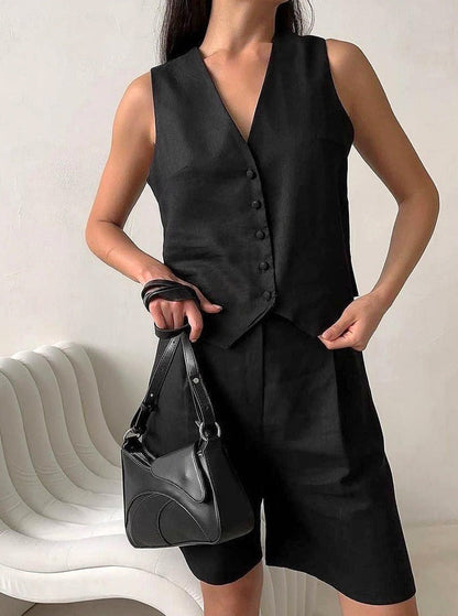 Hoch taillierter ärmelloser Freizeitanzug für Frauen - Elegant