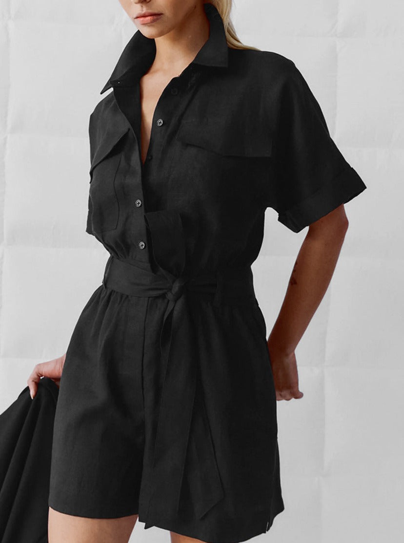 Warmer Frauen Jumpsuit mit weitem Bein und Schnürung
