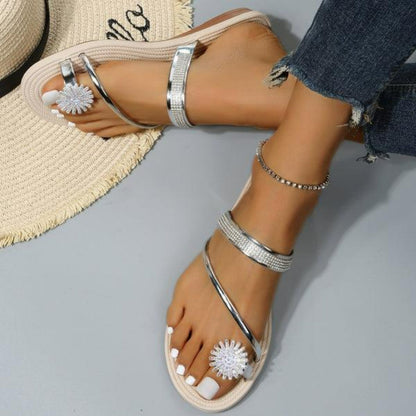 Damen Flip-Flops mit Zehenring, Sommer, Strand, flache Sandalen