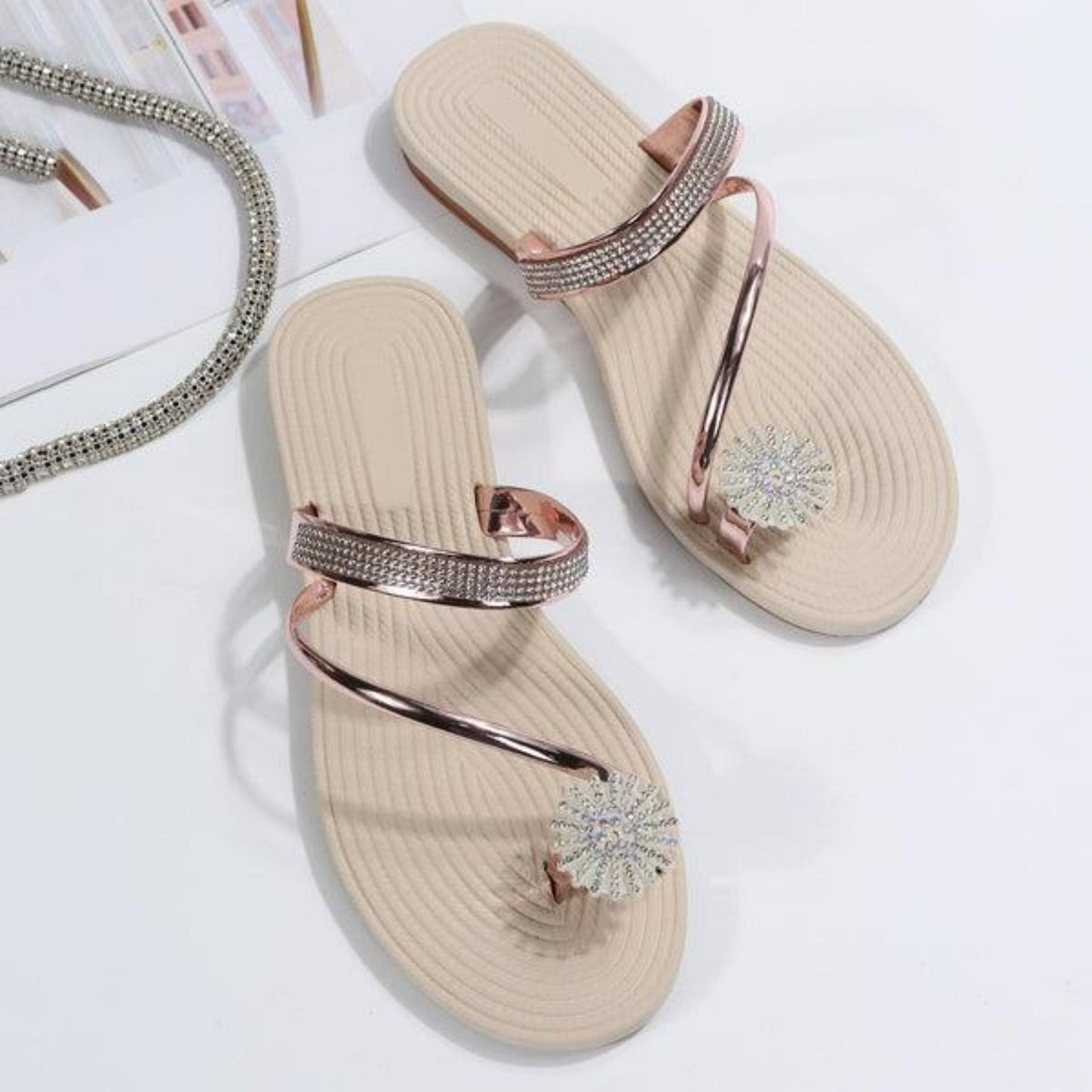 Damen Flip-Flops mit Zehenring, Sommer, Strand, flache Sandalen