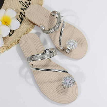 Damen Flip-Flops mit Zehenring, Sommer, Strand, flache Sandalen