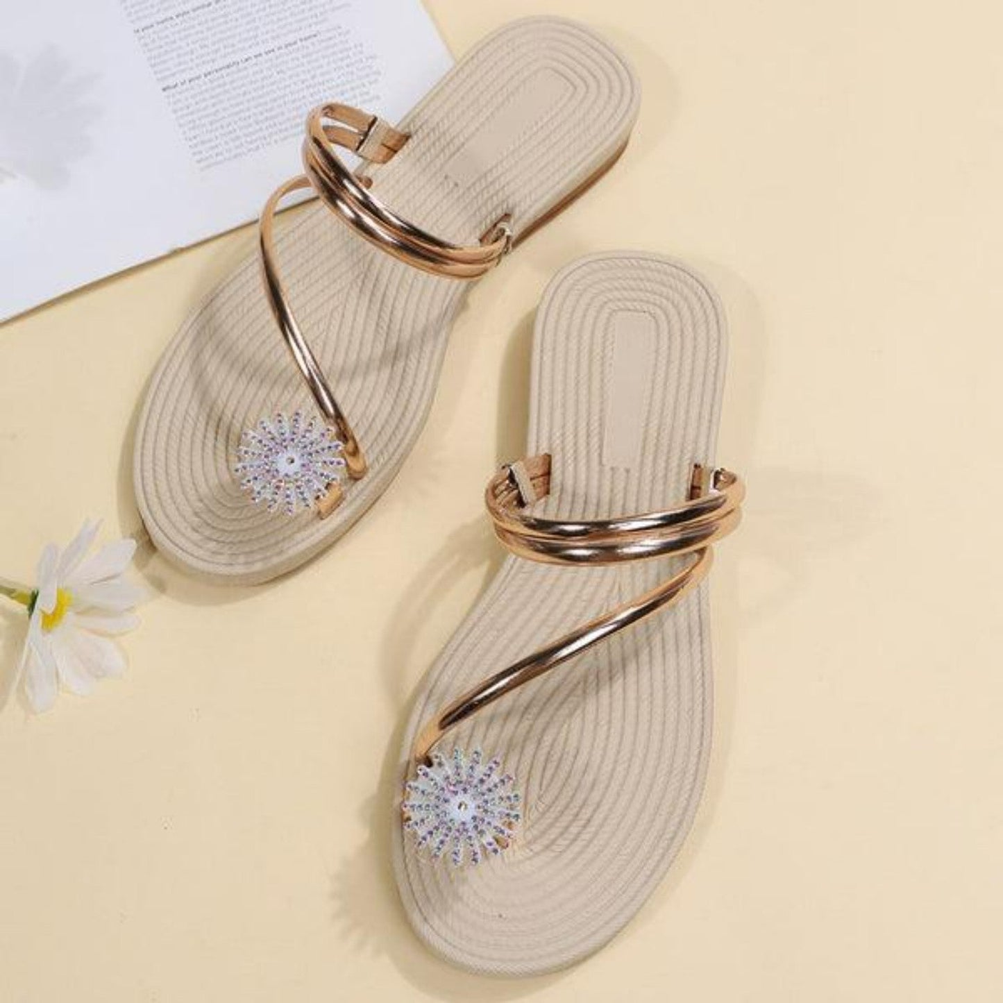Damen Flip-Flops mit Zehenring, Sommer, Strand, flache Sandalen