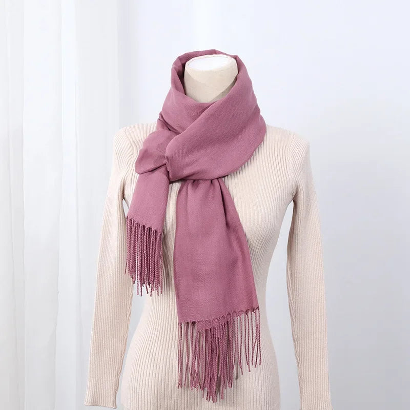 Schal für Frauen, dick, koreanischer Stil, großes rotes Logo, warm und vielseitig, ideal für Winter