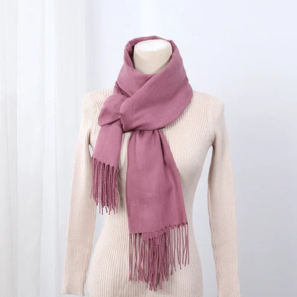 Schal für Frauen, dick, koreanischer Stil, großes rotes Logo, warm und vielseitig, ideal für Winter