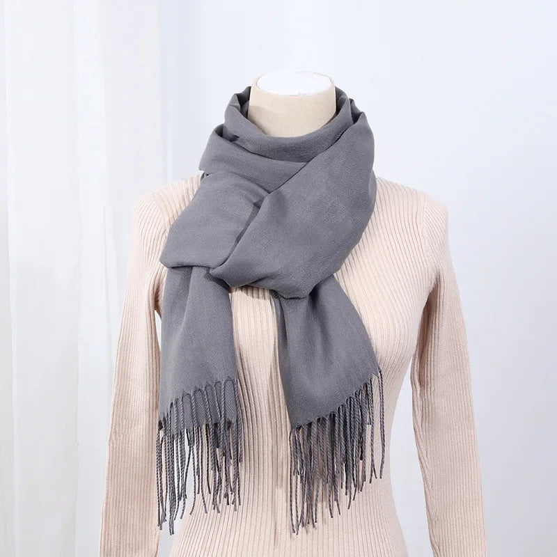 Schal für Frauen, dick, koreanischer Stil, großes rotes Logo, warm und vielseitig, ideal für Winter