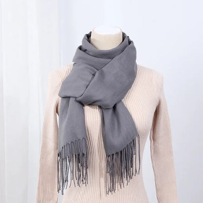 Schal für Frauen, dick, koreanischer Stil, großes rotes Logo, warm und vielseitig, ideal für Winter