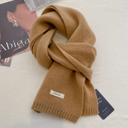 Schal für Frauen aus Wolle und Polyester, einfarbig, warm und vielseitig für Herbst und Winter