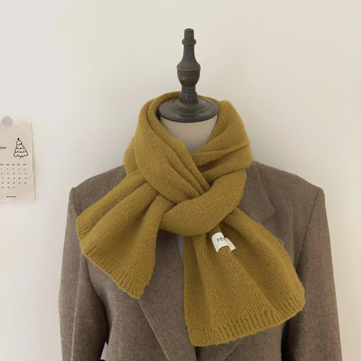Schal für Frauen aus Wolle und Polyester, einfarbig, warm und vielseitig für Herbst und Winter