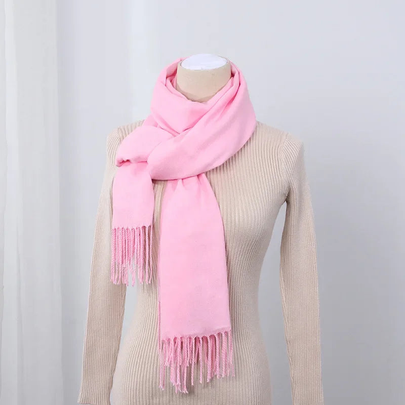 Schal für Frauen, dick, koreanischer Stil, großes rotes Logo, warm und vielseitig, ideal für Winter