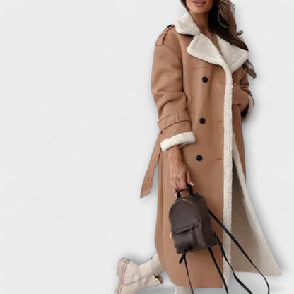 Vera | Aurora – Lange klassische Jacke mit Fleecefutter und Teddykragen