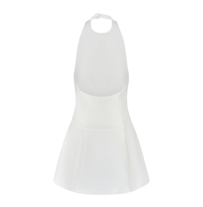 Elegantes Marden Minikleid: Weiß, Asymmetrischer Saum, Sommer-Chic