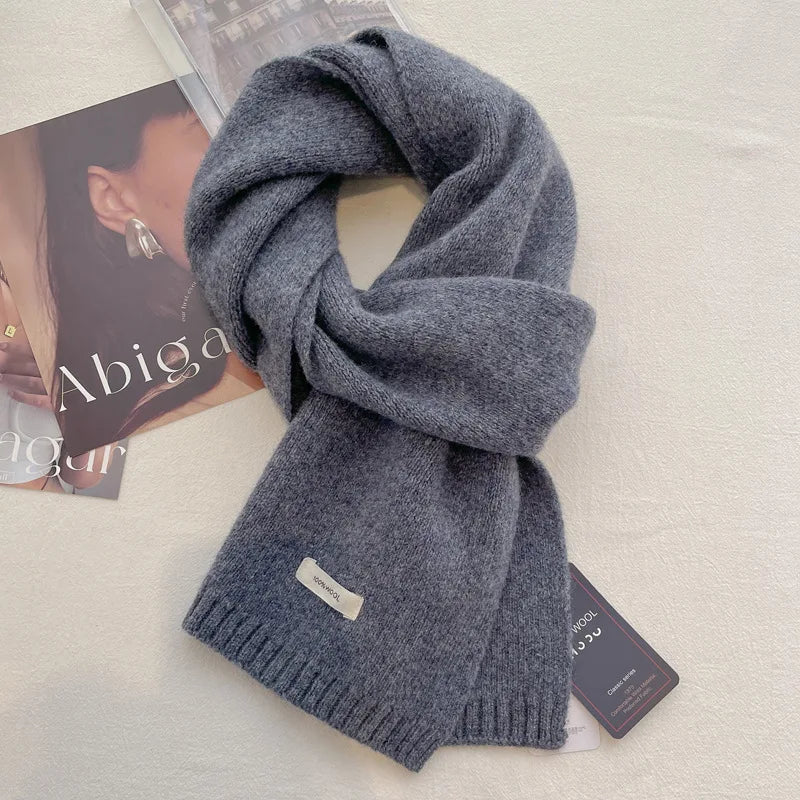 Schal für Frauen aus Wolle und Polyester, einfarbig, warm und vielseitig für Herbst und Winter