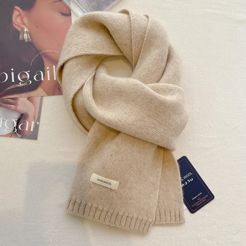 Schal für Frauen aus Wolle und Polyester, einfarbig, warm und vielseitig für Herbst und Winter
