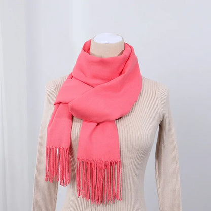 Schal für Frauen, dick, koreanischer Stil, großes rotes Logo, warm und vielseitig, ideal für Winter