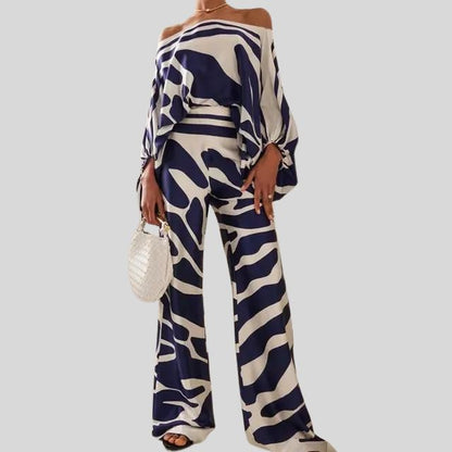 Sets in Bohèmefarben mit schulterfreiem Oberteil und Palazzo-Hose