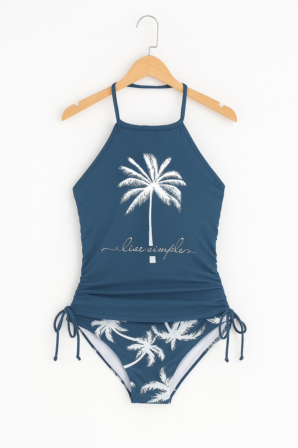 Bademode Damen Tankini Set mit Palmenprint und High Waist