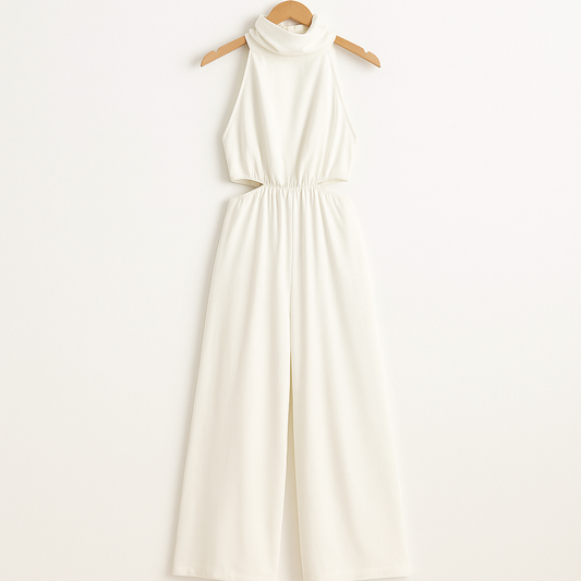 Weißer Jumpsuit mit hohem Bund – Eleganz & Komfort im Sommer