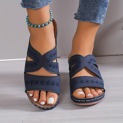 Sandalen Damen Bequem Sommer Offen Klettverschluss Weich