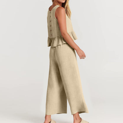 Set aus zweiteiligem Sommeroutfit für Damen. Ideal für warme Tage