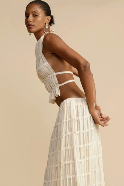 Sets Elegantes Sommer-Set aus zwei Teilen mit langem, fließendem Rock