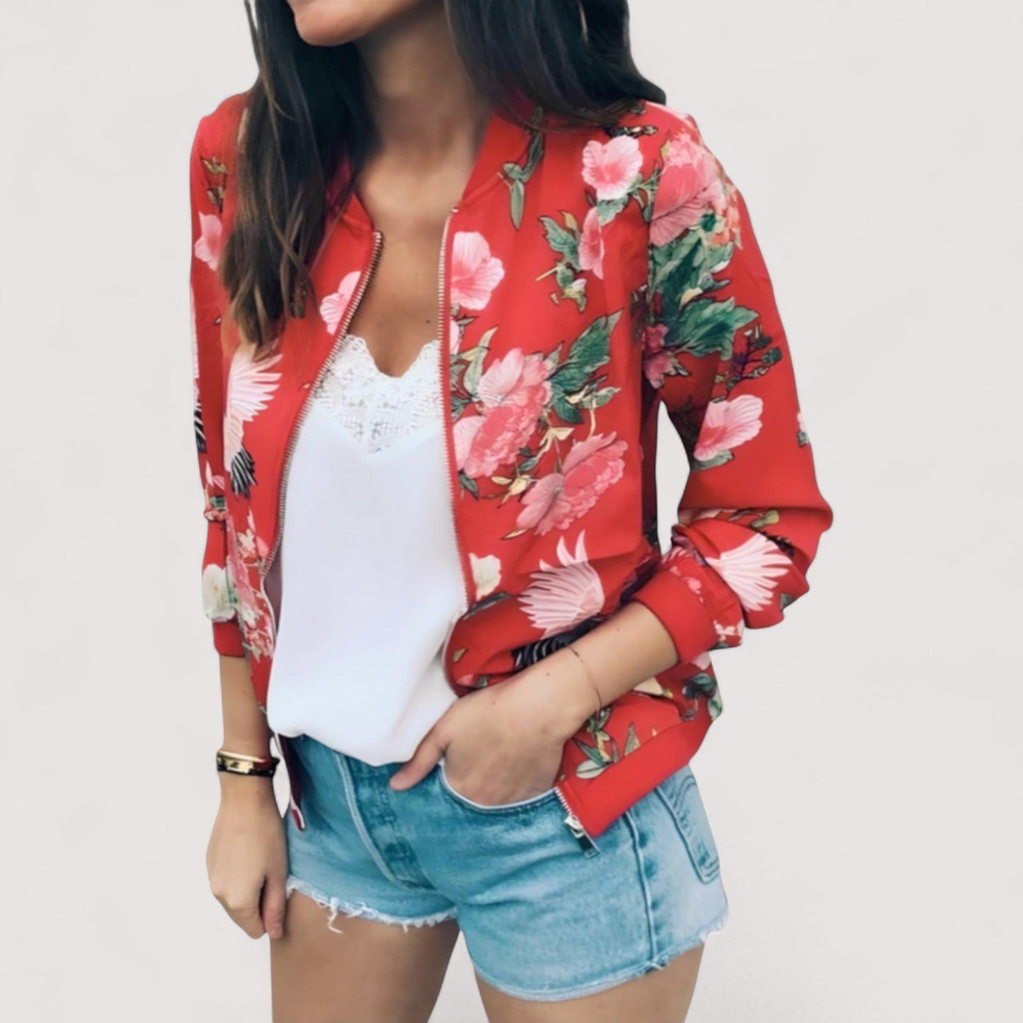 Vera | Lidia - Stylische Bomberjacke mit Blumenmuster