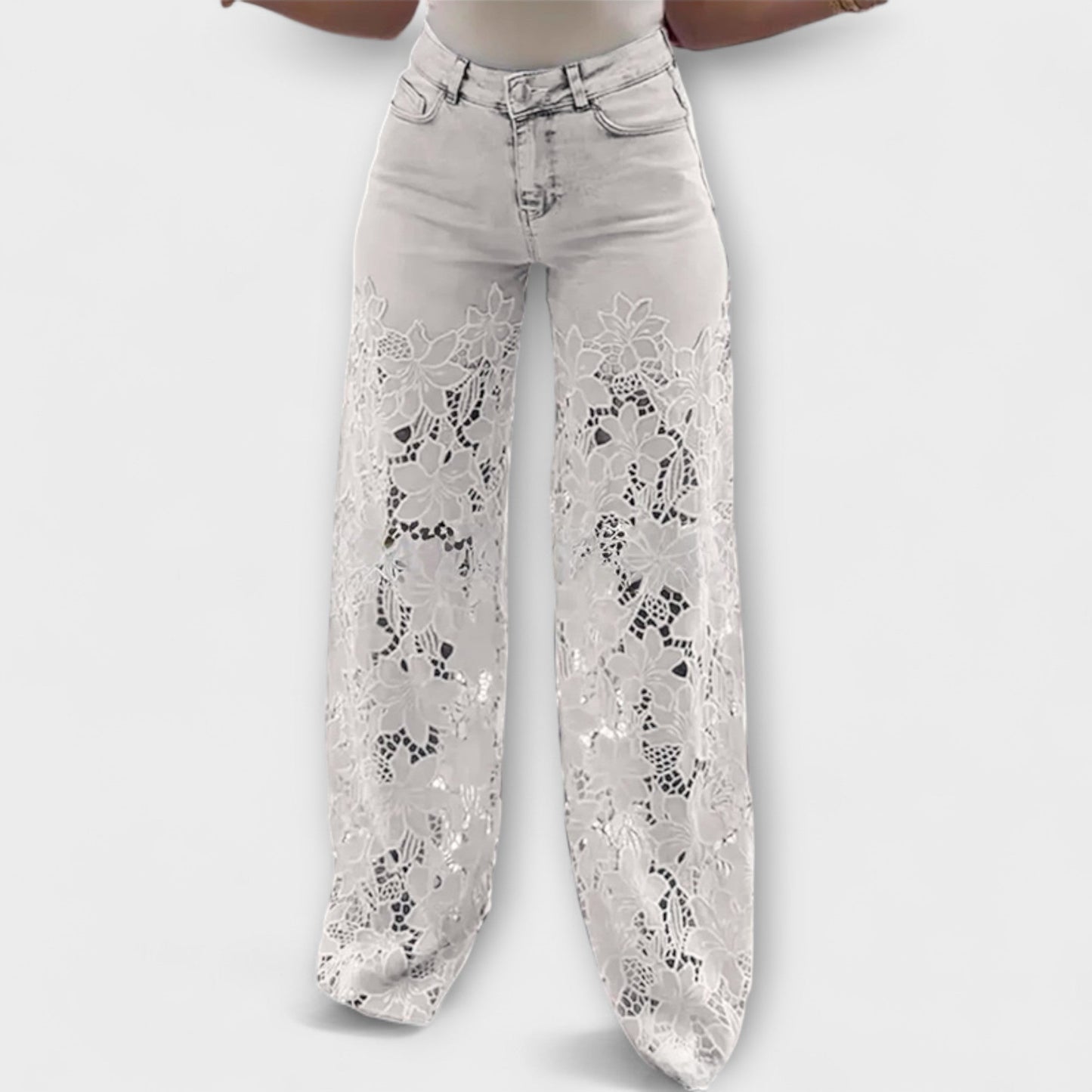 Vera | Trendige - Spitzen-Patchwork-Jeans
