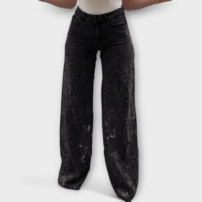 Vera | Trendige - Spitzen-Patchwork-Jeans